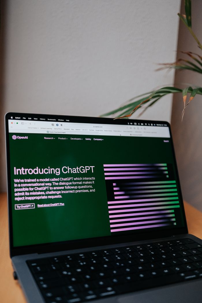 Crafting Captivating Headlines: Your awesome post title goes here OpenAI ChatGPT introduction on a laptop screen with focus on new AI features.
